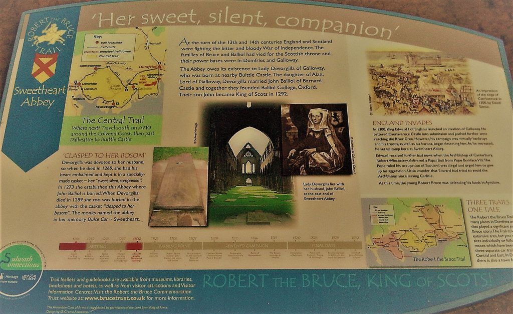 interpretation panel Sweetheart Abbey history 