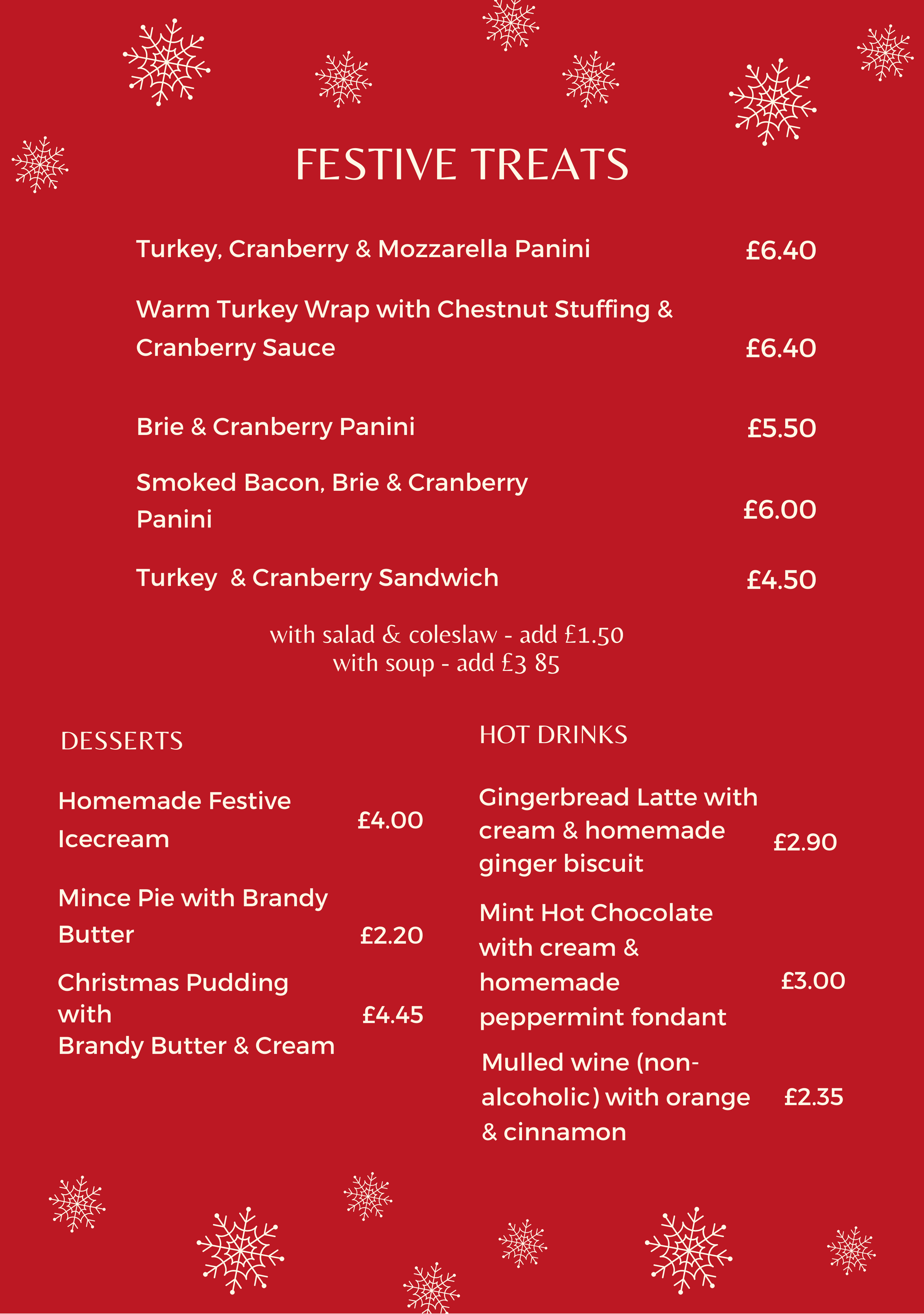 Festive Treats Menu