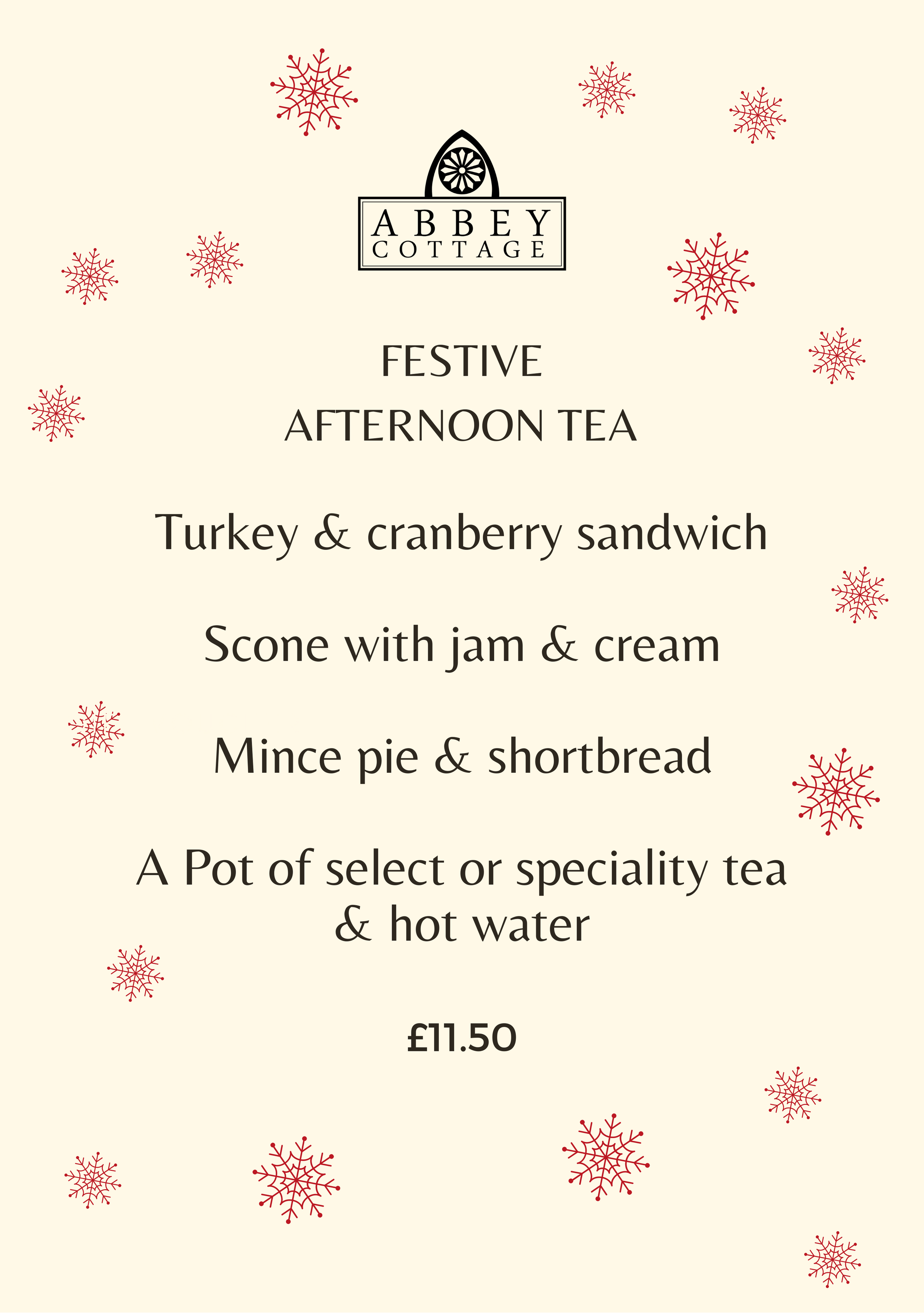 Christmas Afternoon Tea menu